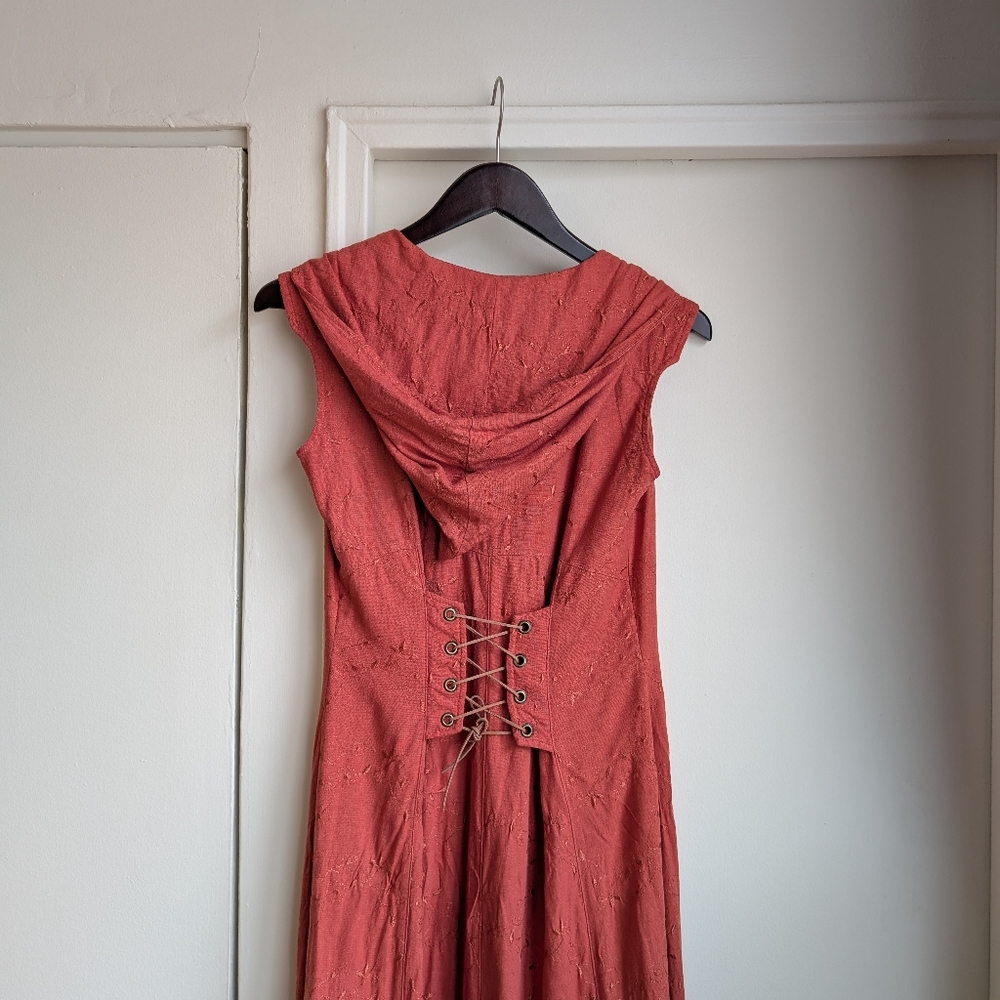 100% Linen Hooded Corset Back Dress